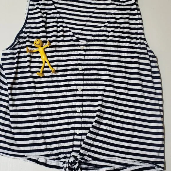 Loft Navy Striped Sleeveless Top with tie bottom - Picture 5 of 5